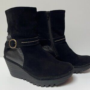Fly London Black Suede Leather Booties 39